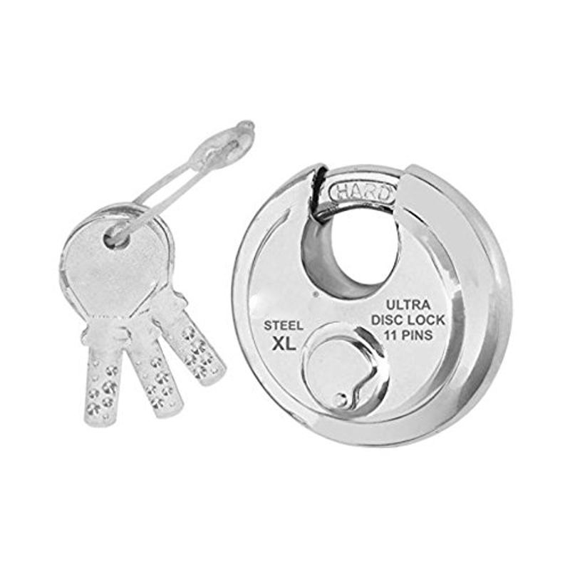 Smart Shophar 90mm Steel Silver Disc Ultra Keys Shutter Lock, SLK80SL-DISK-UKSL90-P1