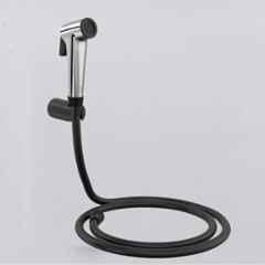RN PTMT Silver & Black Chrome Finish Health Faucet with Hope Pipe & Wall Holder for Toilet Cleaning, RNHF5501BB