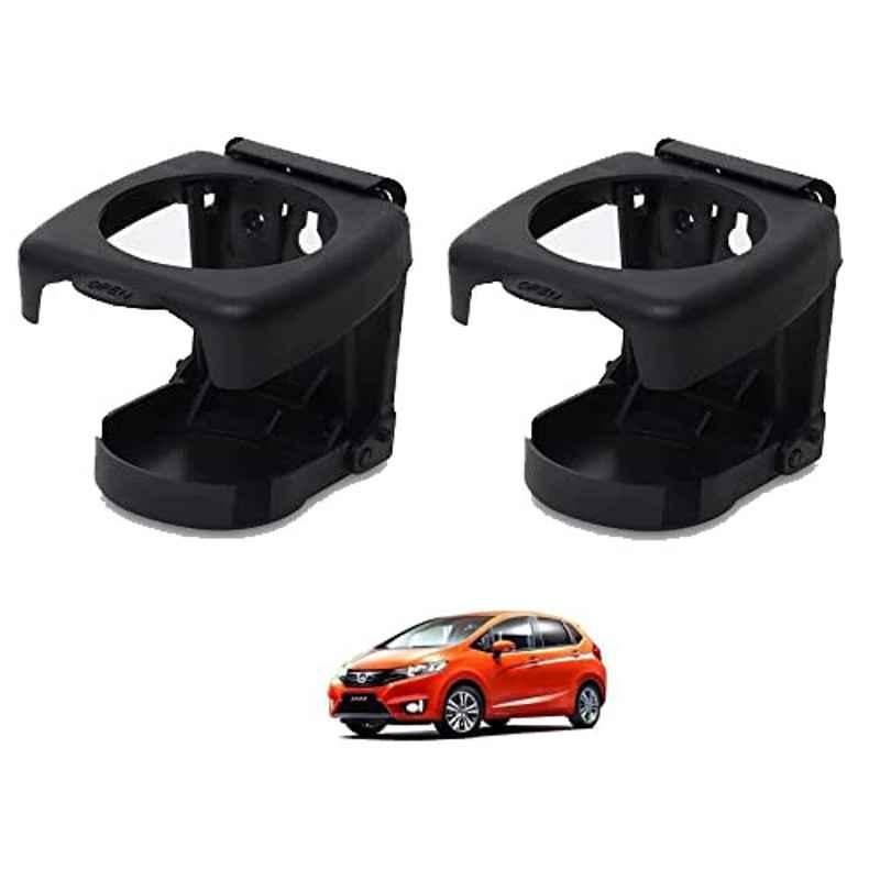 Kozdiko Plastic Black Foldable Car Drink Holder for Honda New Jazz (Pack of 2)
