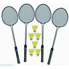 STYRKR Alloy Steel Multicolour Pro Badminton Combo- 4 Racket with Shuttle Pack of 6 Badminton KitKIT-19