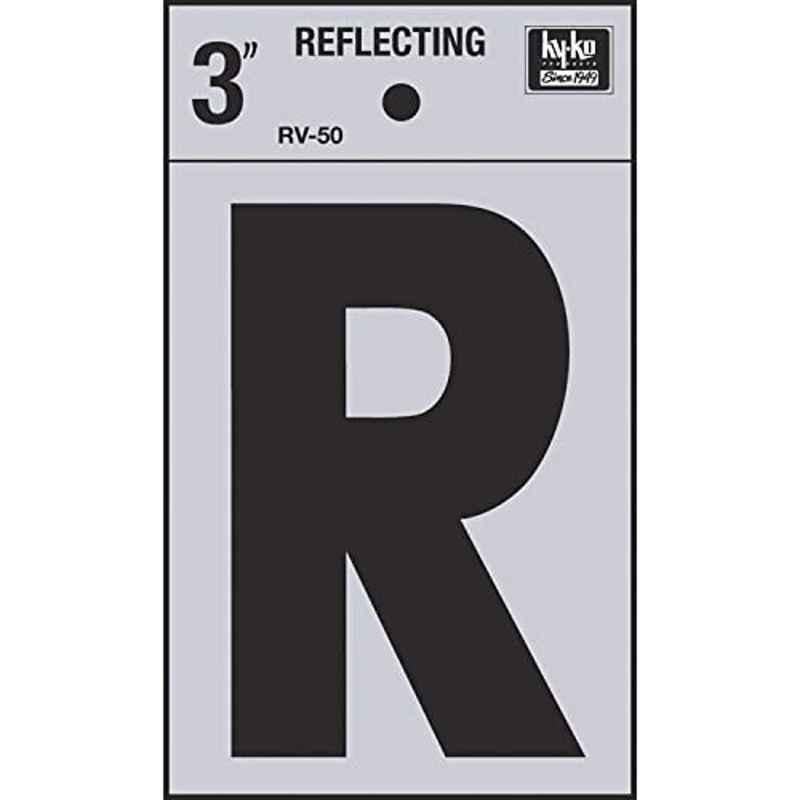 HY-KO RV-50/R 3 inch Vinyl Black Reflective Letter R, 107127