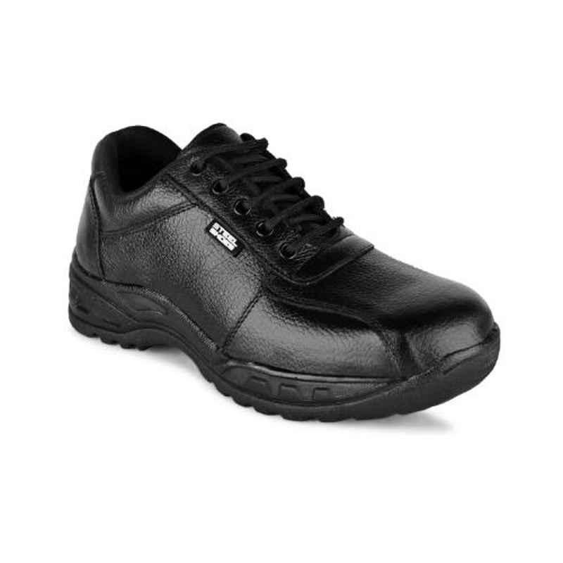 Trxxble 1101 Leather Steel Toe Black Work Safety Shoes, Size: 10