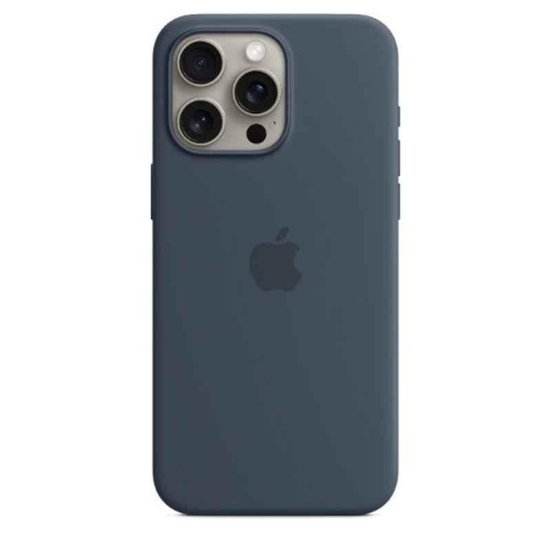 Apple iPhone 15 Pro Max Silicone Storm Blue Back Case with MagSafe, MT1P3ZM/A