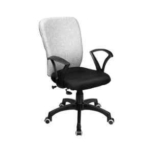 Rose Zebra Black & Grey Fabric Medium Back Revolving Office Chair