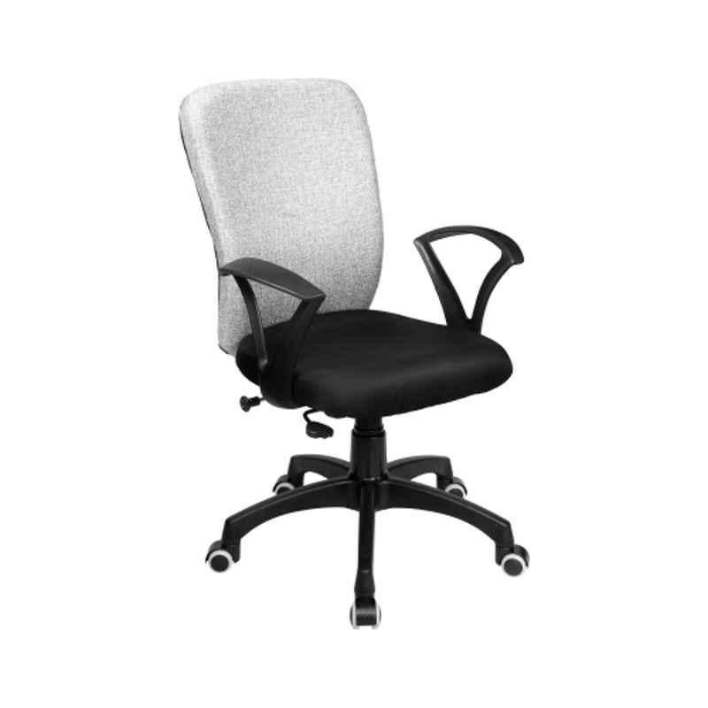 Rose Zebra Black & Grey Fabric Medium Back Revolving Office Chair