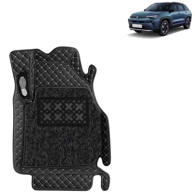 Kingsway 3 Pcs Premium 7D 100% Waterproof & Washable PU Leatherette Classic Black Car Floor Mat Set for Maruti Suzuki Victoris 2025 Onwards All Model
