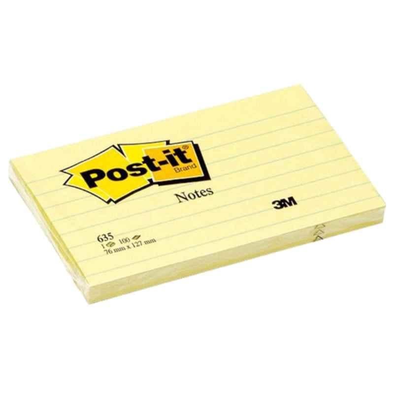 3M Post-it 635 3x5 inch Lined Canary Yellow Mini Cube Note Pad