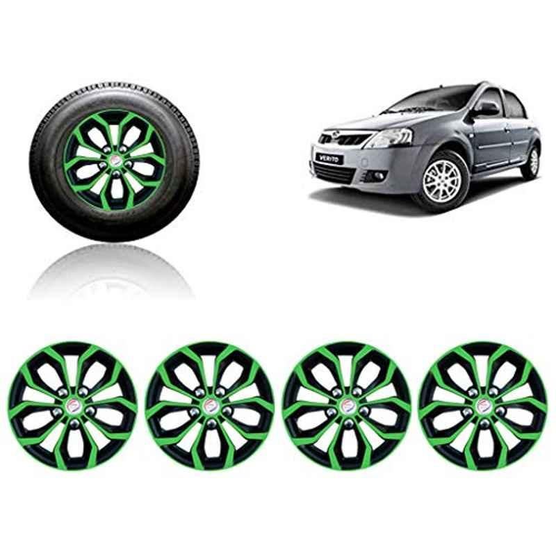 Auto Pearl 4 Pcs 14 inch ABS Green & Black Car Wheel Cover Set for Mahindra Varito