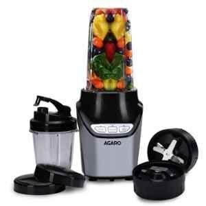 Agaro Marvel Nutri 1000W Silver & Black BPA Free Mixer Grinder Blender with 2 Tritan Jars, 33287