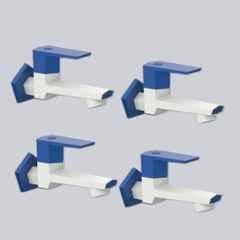 RN G20 15mm PTMT White & Metallic Blue Foam Flow Long Body Bib Cock with Flange (Pack of 4)
