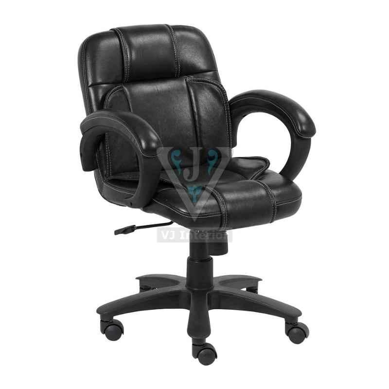 VJ Interior 17 inch Black Low Back Leather Office Visitor Chair, VJ-1306-1