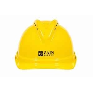 Zain Safety Titan Elite-5001 HDPE Yellow Head Foam Ventilated Safety Helmet with Wheel Ratchet Adjustment