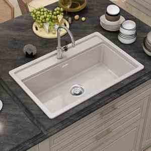Plantex 20X30 inch Mosaic Grey Matt Quartz Kitchen Sink/UV Protected Kitchen Sink/Undermount Sink For Kitchen/Granite Single Bowl Sink with Coupling