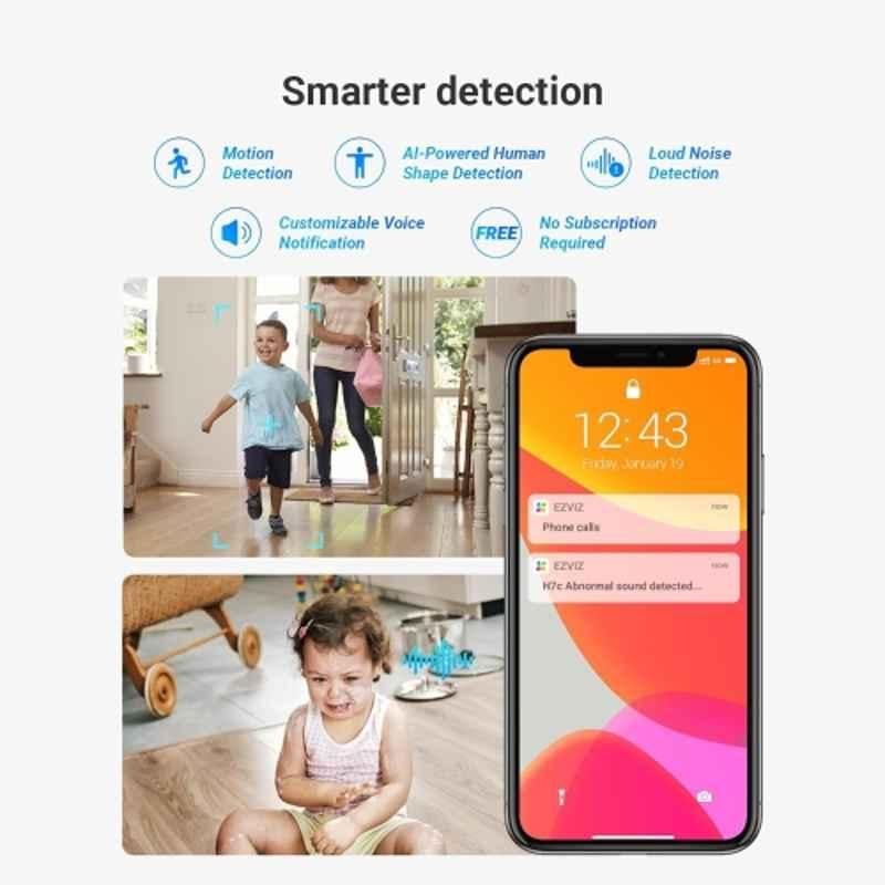 EZVIZ H7C Dual 2k Lens Pan-Tilt Smart Wi-Fi Camera Color Night Vision & SD Card Support Upto 512GB 2 Way Calling, 360 deg Panoramic View,