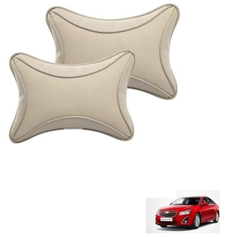 Kozdiko 2 Pcs Memory Foam & Polyester Beige Dots Car Neck Rest Pillow Set for Chevrolet Cruze, XNVJVHGJFH79