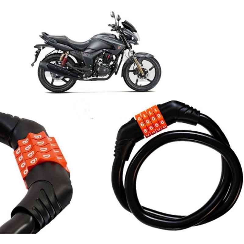 Auto Pearl Black & Orange 4 Digit Anti-Theft Combination Number Lock for Hunk