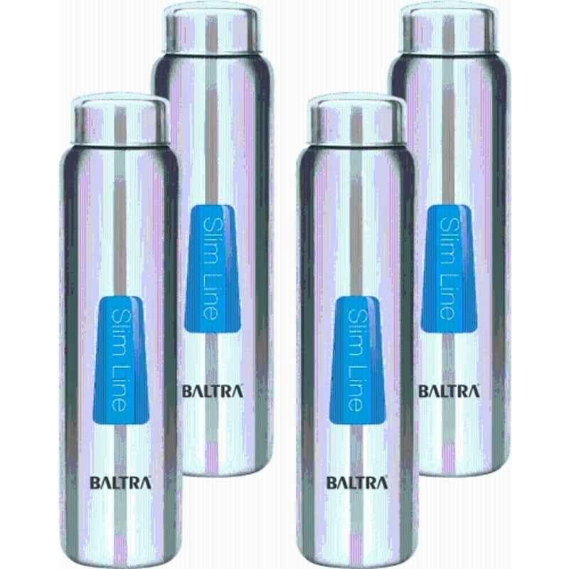 Baltra Relax 750ml Stainless Steel Silver Single Walled Water Bottle (Pack of 4)