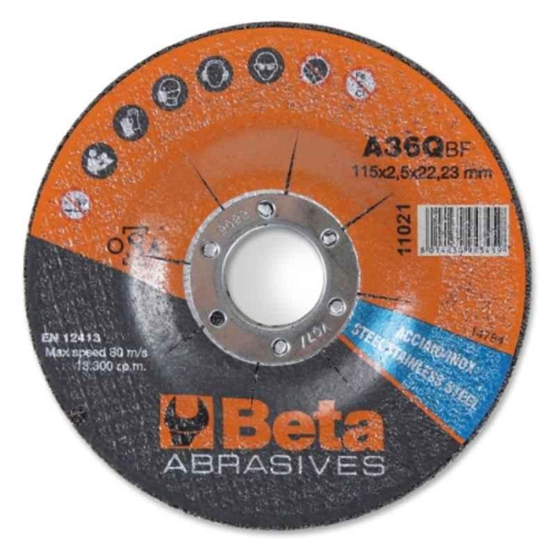 Beta 11021 115mm A30Q Abrasive Steel & Stainless Steel Cutting Disc with Depressed Centre, 110210118