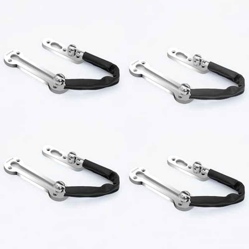 Plantex Zinc Chrome Door Chain Lock with Rubber Grip for Main Door, APS-SH-41 (Pack of 4)