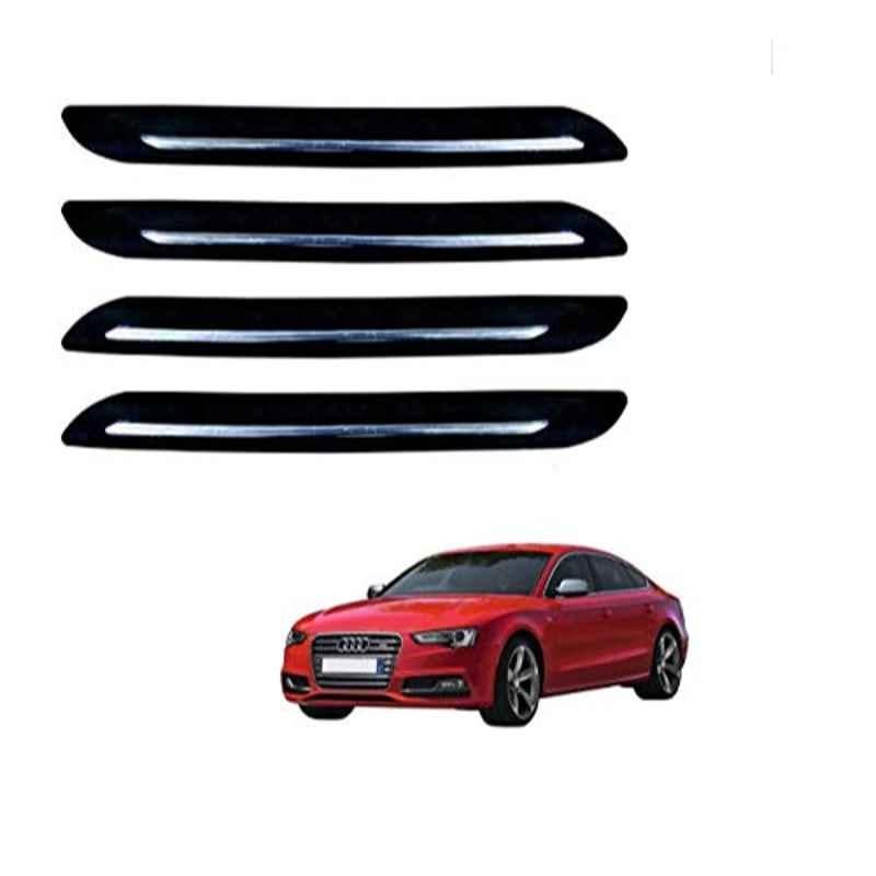 Kozdiko 4 Pcs PVC Black Car Bumper Protector Set with Chrome Strip for Audi S5