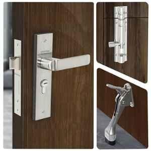 Plantex Heavy Duty Mortise Door Lock Main Door Lock Set with 3 Keys/Door Stopper/Kickdown Stop/Stainless Steel 4 inch Tower Bolt