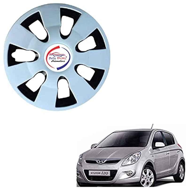 Auto Pearl 4 Pcs 14 inch ABS Black & Silver WGR17 Hubcap Wheel Cover Set with Retention Ring for Hyundai I20 Type 1