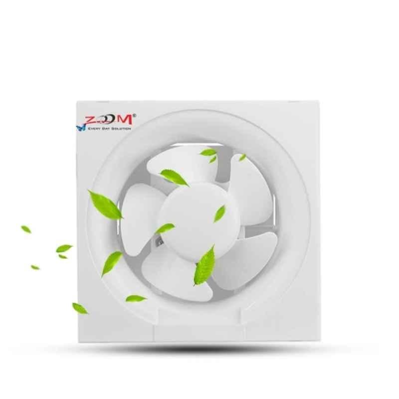 Zoom Plastic White Ventilation Fan with Dust Protection Shutters, Sweep: 150mm