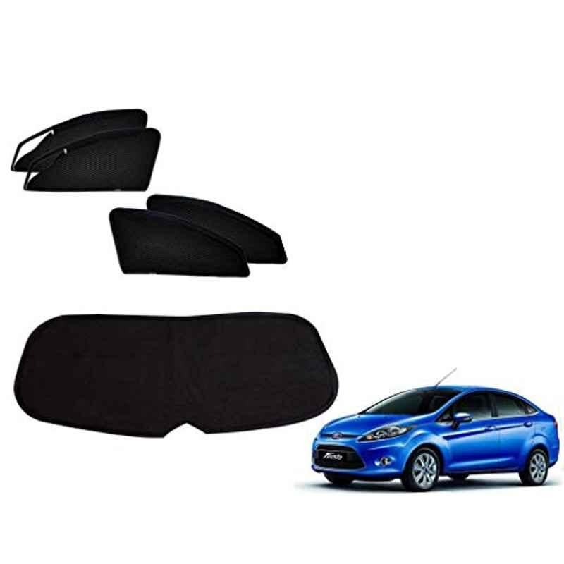 Kozdiko 5 Pcs Polyester Black Magnetic Zipper Car Sunshade Set with Dicky Curtain for Ford Fiesta