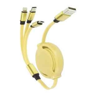 TecSox 1.2m 3 in 1 Yellow Flat Multi Charging USB Cable