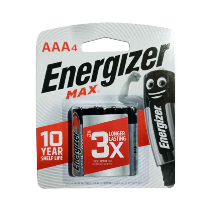 Energizer Max 1.5V AAA Alkaline Battery, AE92BP4 (Pack of 4)