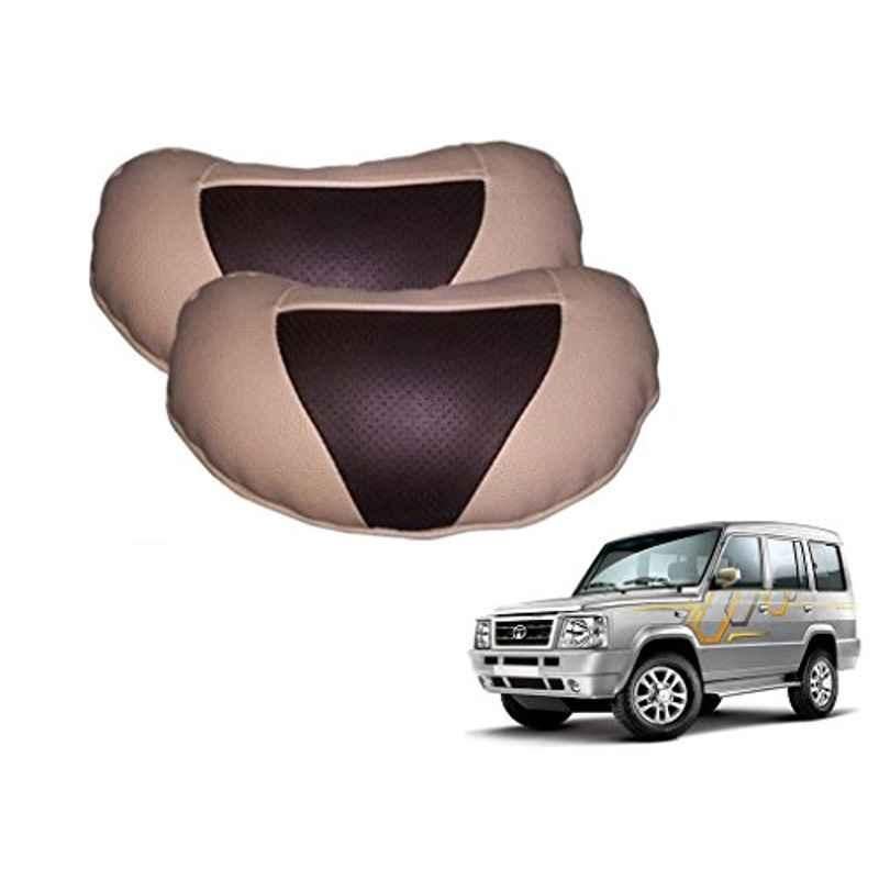 Kozdiko 2 Pcs Brown & Beige Neck Rest Set for Tata Sumo, koz_38914