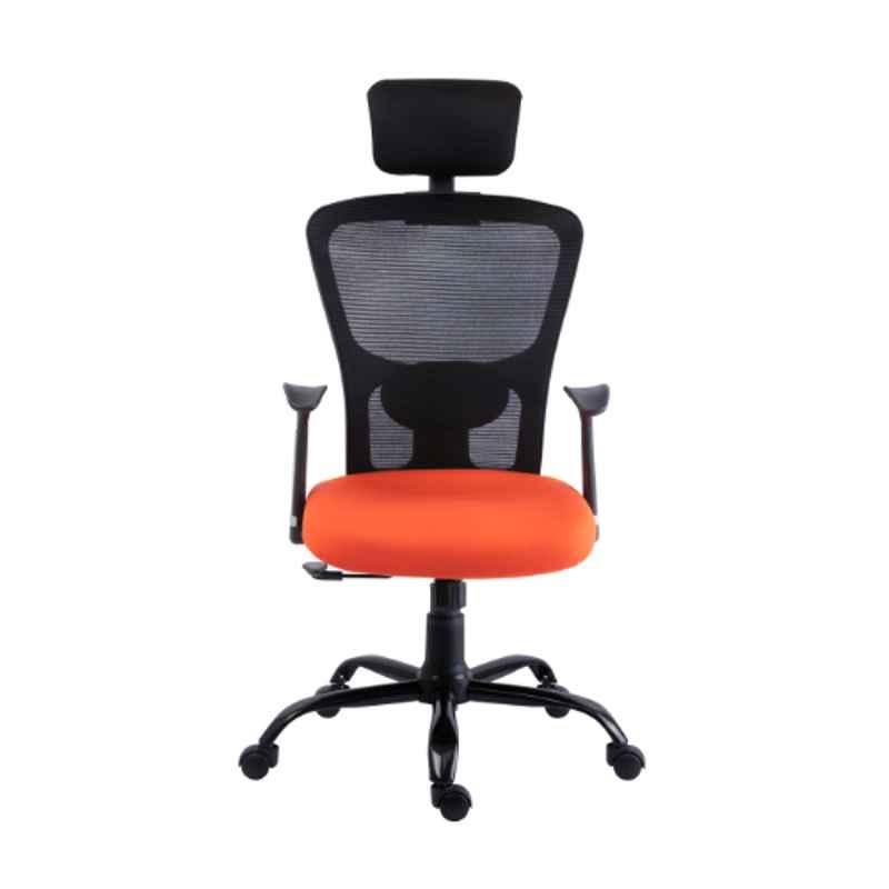 Bluebell Golf Ergonomic High Back Black & Orange Revolving Chair, BBVS01-EC03