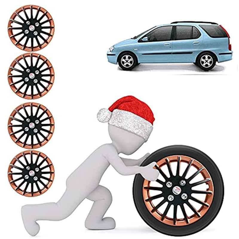 Auto Pearl 4 Pcs 14 inch ABS Camry Copper & Black Car Wheel Cover Set for TATA Indigo Marina