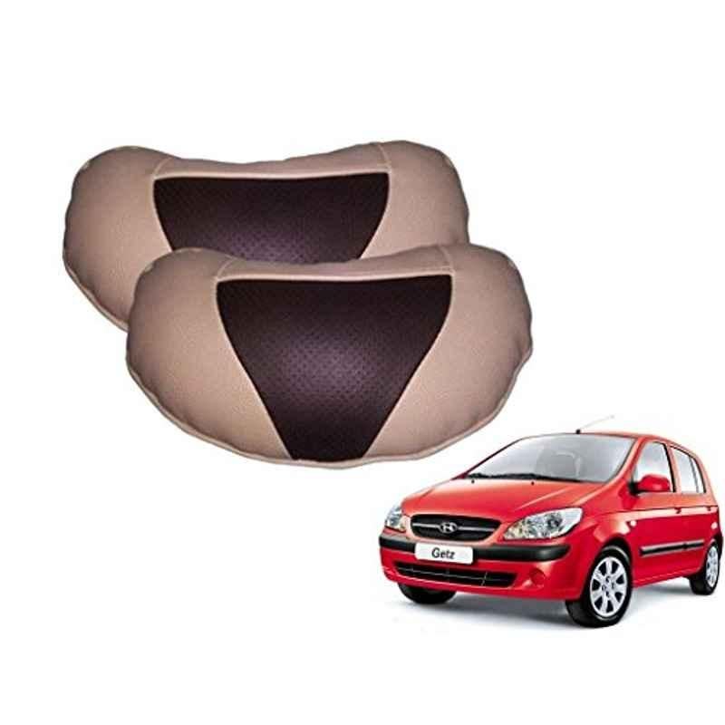 Kozdiko 2 Pcs Brown & Beige Neck Rest Set for Hyundai Getz, koz_37908
