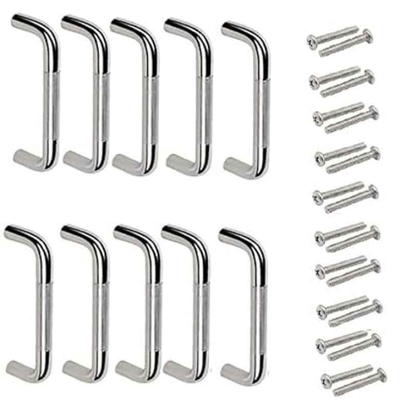 Ojass Caprice 4 inch Stainless Steel Silver Oval D Type Drawer Cabinet Handle, CHD010 (Pack of 10)
