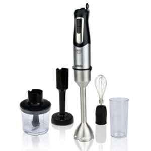 Inalsa 1000W Silver & Black Hand Blender with Chopper, Whisker, Potato Masher & Multipurpose Jar, Robot Inox 1000 Plus