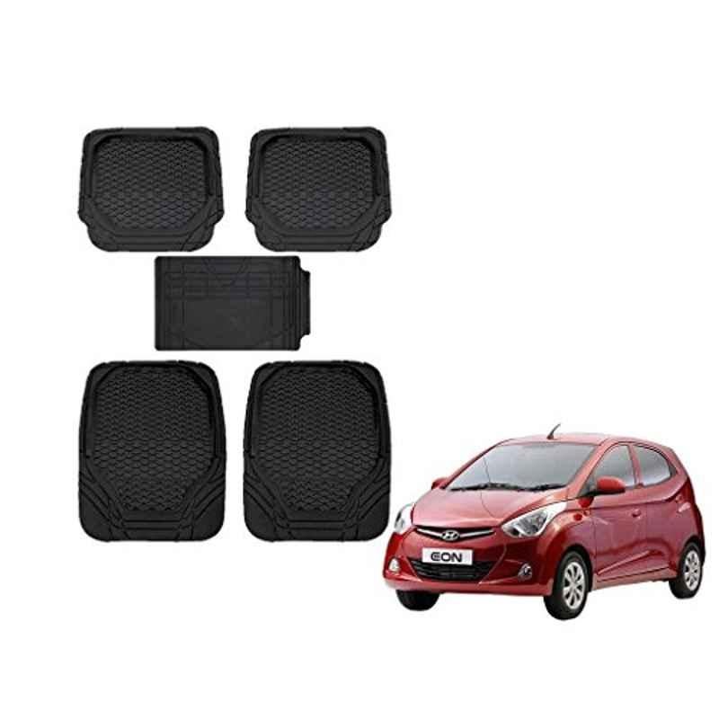 Kozdiko 8855TW 5 Pcs Rubber Black Rubber Car Mat Set for Hyundai Eon