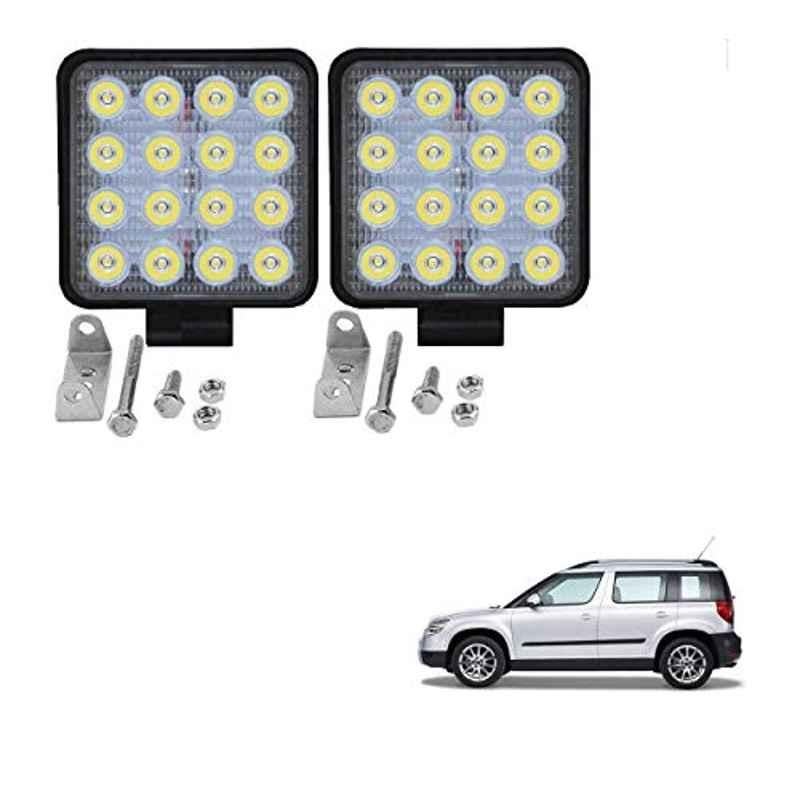 Kozdiko 2 Pcs 48W 16 LED White Square Bright Beam Fog Light Set for Skoda Yeti