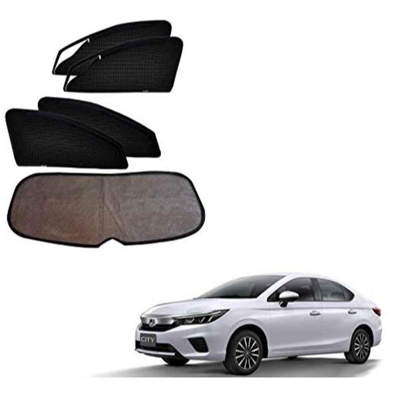 Kozdiko 5 Pcs Mesh Black Magnetic Zipper Window & Rear Car Sun Shades Set for Honda New City Dtec 2020