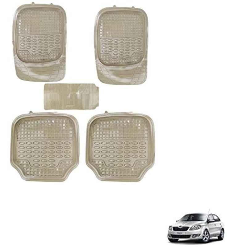 Kozdiko 5 Pcs 4G Beige Rubber & PVC Heavy Car Foot Mat Set for Skoda Rapid, koz_80767