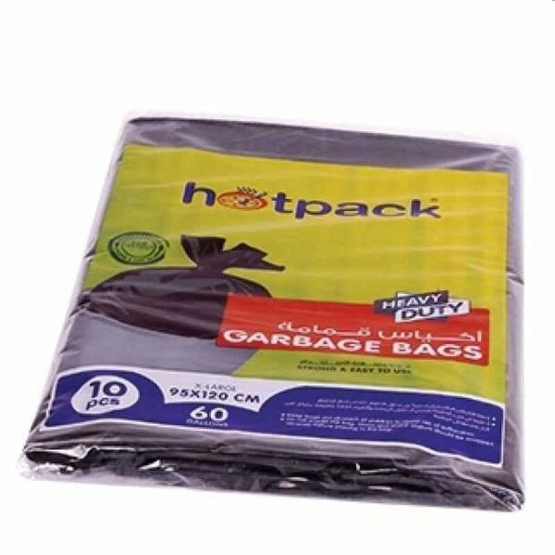 Hotpack Heavy Duty Garbage Bag, GH95120, 60 Gallon, XL, 95x120cm, Black, 10 Pcs/Pack