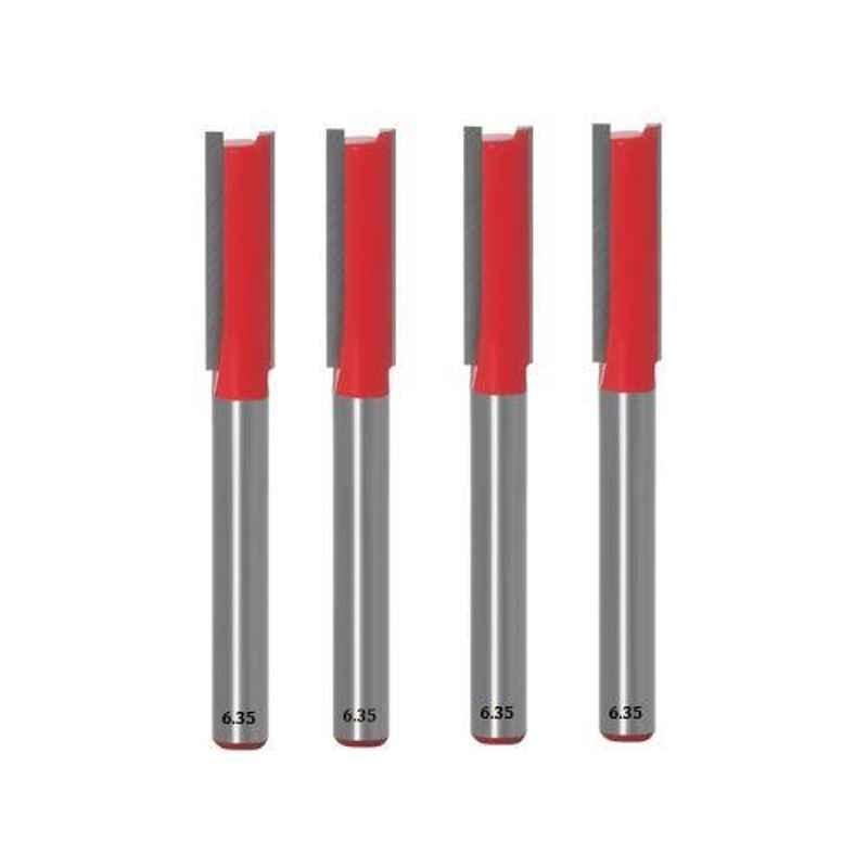 Lieutenant 8mm Cutting Dia. Straight Router Bit, Shank Diameter: 6.35mm (Pack of 4)