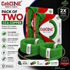 CabONE 1 Sqmm Green FR PVC Insulated Multistrand Copper Cable, Length: 90 m (Pack of 2)
