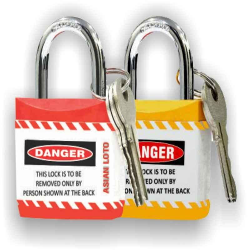 Buy Asian Loto Red & Yellow Regular Shackle Jacket Padlock, ALCLPRRY (Pack of 2) Online At