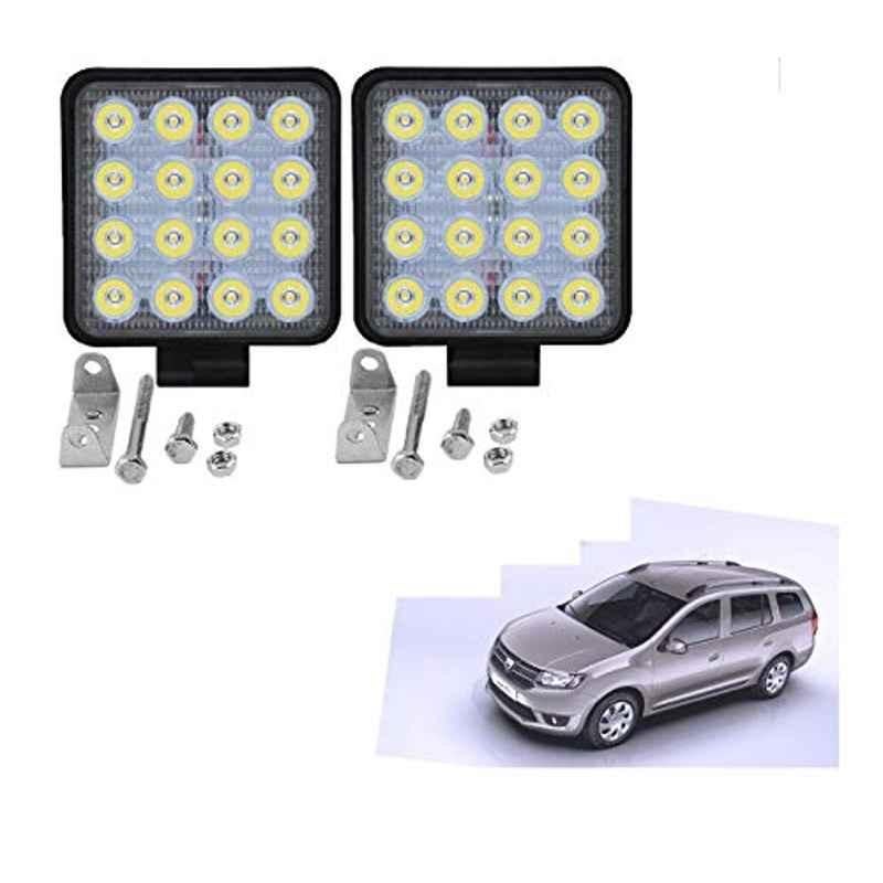 Kozdiko 2 Pcs 48W 16 LED White Bright Beam Square Fog Light Set for Mahindra Logan, koz_92579