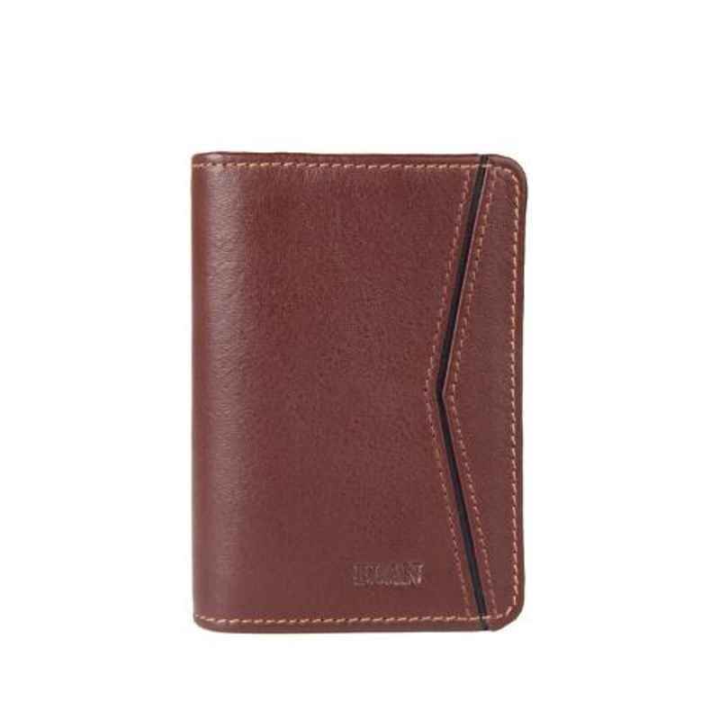 Elan Classic 7x2x10.5cm 4 Slot Brown Leather Business Card Holder, ECCH-9626-BR