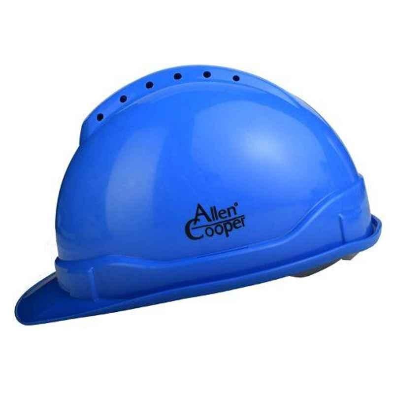 Allen Cooper Blue Polymer Nape Type Safety Helmet with Chin Strap, SH702-B (Pack of 10)