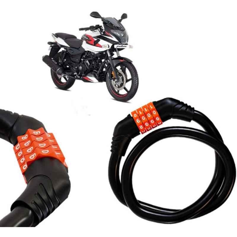 Auto Pearl Black & Orange 4 Digit Anti-Theft Combination Number Lock for Pulsar 220 BS6