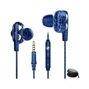 Ptron Boom Pro Dark Blue Dual Driver Wired Earphones