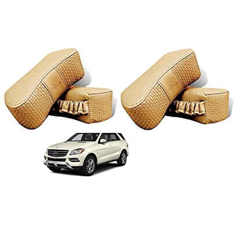 Kozdiko 4 Pcs CV Designer Beige Leatherite Neck Rest Car Cushion Pillow Set for Mercedes Benz GLC-Class